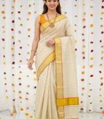 off white zari kasavu pure cotton saree with blouse