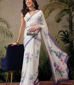 off white zari art silk kasavu saree ready to wear with blouse