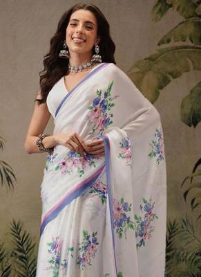 off white zari art silk kasavu saree ready to wear with blouse 3