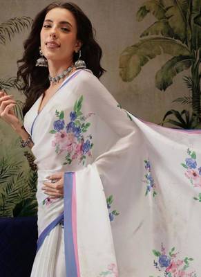 off white zari art silk kasavu saree ready to wear with blouse 4