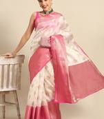 white kasavu tissue saree zari border with blouse
