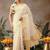 off white zari work silk blend kasavu saree with blouse