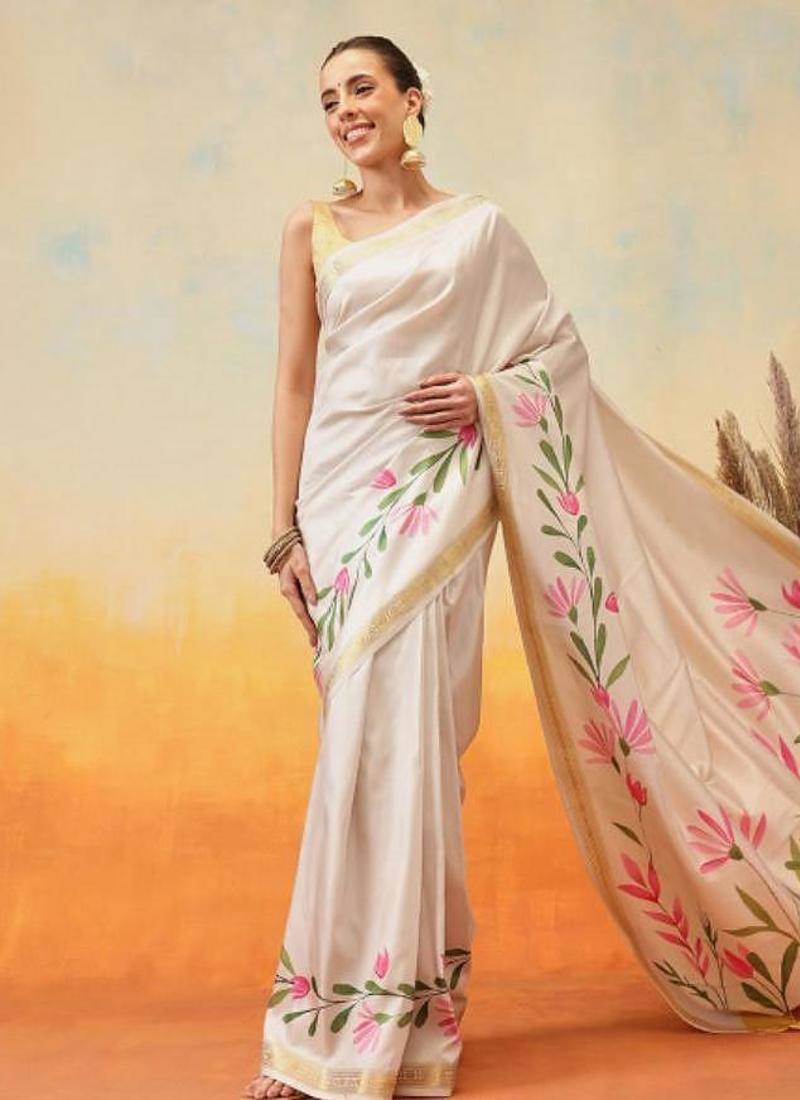 off white zari kasavu tissue saree with blouse