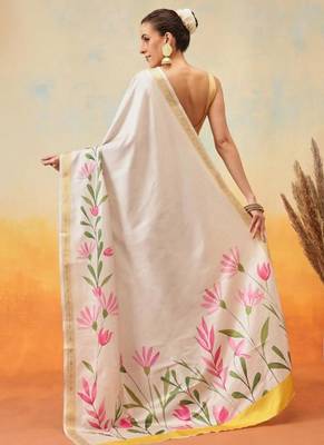 off white zari kasavu tissue saree with blouse 2