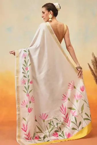 off white zari kasavu tissue saree with blouse