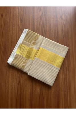 off white zari tissue kasavu saree with blouse 3