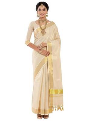 maroon golden gaja embroidery kasavu tissue saree with blouse 1