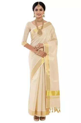 maroon golden gaja embroidery kasavu tissue saree with blouse