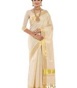 maroon golden gaja embroidery kasavu tissue saree with blouse