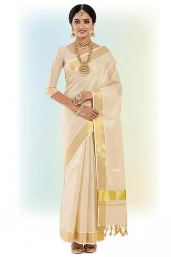 maroon golden gaja embroidery kasavu tissue saree with blouse