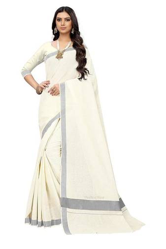 cream zari embroidery tissue kasavu saree with blouse