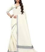 cream zari embroidery tissue kasavu saree with blouse