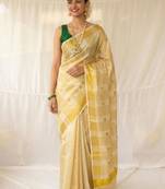 off white handloom pure cotton saree with blouse piece