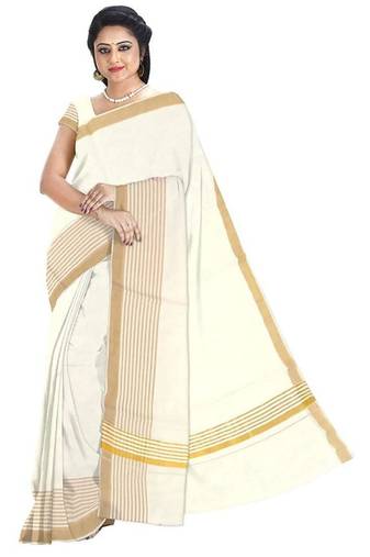 off white zari pure cotton kasavu saree with blouse