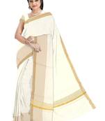 off white zari pure cotton kasavu saree with blouse