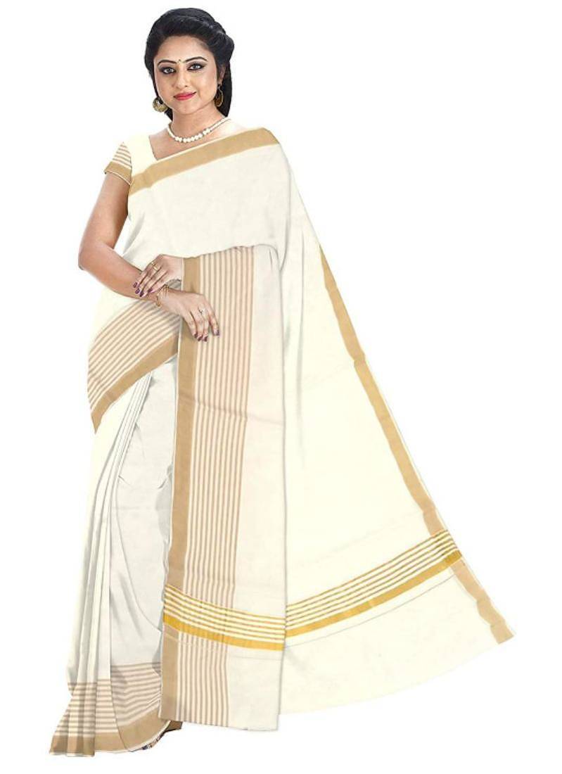off white zari pure cotton kasavu saree with blouse