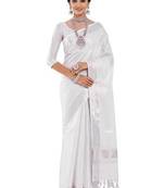 off white zari tissue kasavu saree for haldi function