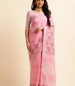 cream zari ethnic motifs pure linen kasavu saree with blouse