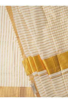 white zari viscose rayon kasavu saree with blouse 4