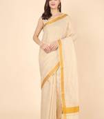 off white striped zari pure cotton kasavu saree with blouse