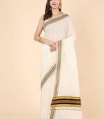 off white zari cotton kasavu saree with blouse