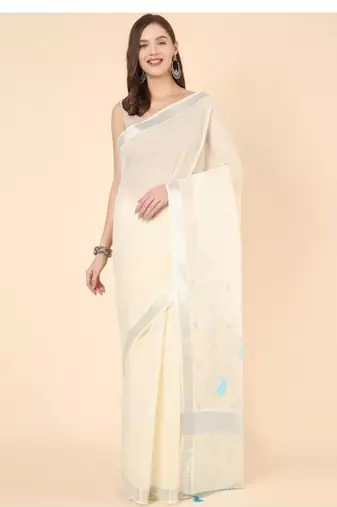 off white zari pure cotton kasavu saree for onam