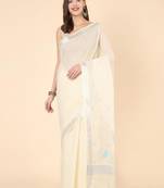 off white zari pure cotton kasavu saree for onam