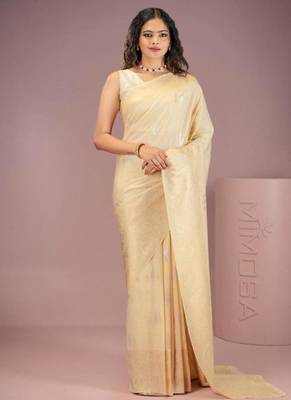 green woven zari kasavu saree pure georgette with blouse piece 1