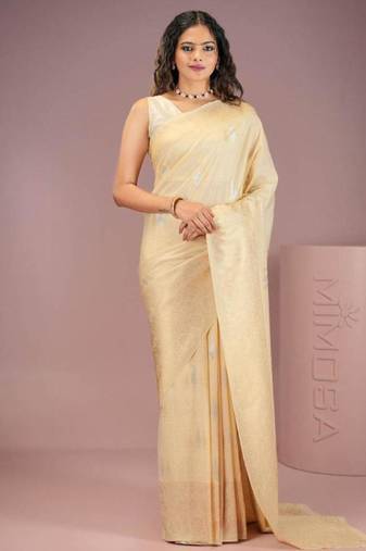 green woven zari kasavu saree pure georgette with blouse piece