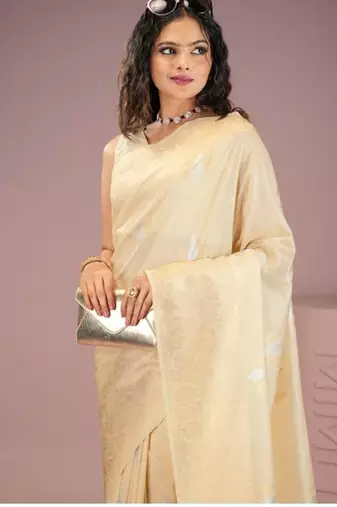 green woven zari kasavu saree pure georgette with blouse piece