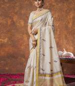 cream zari pure cotton kasavu saree with blouse