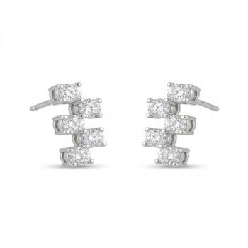 925 sterling silver Minimal Diamond Ear Climber Earrings 1