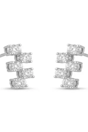 925 sterling silver Minimal Diamond Ear Climber Earrings