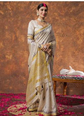 cream zari pure cotton kasavu saree with blouse 2