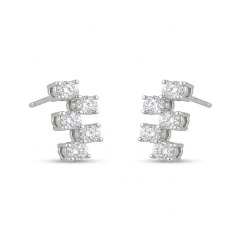 925 sterling silver Minimal Diamond Ear Climber Earrings 2