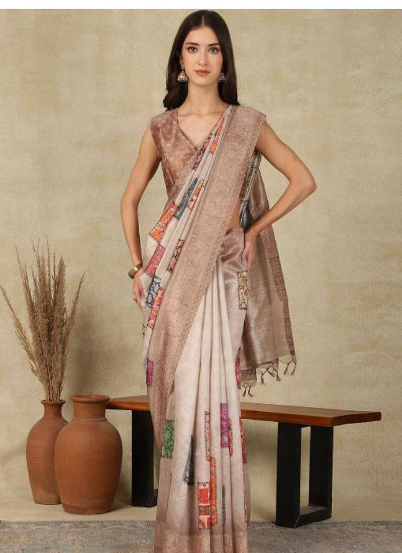 brown zari silk cotton kasavu saree with blouse