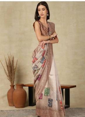 brown zari silk cotton kasavu saree with blouse 2