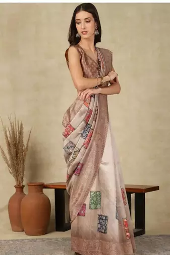 brown zari silk cotton kasavu saree with blouse