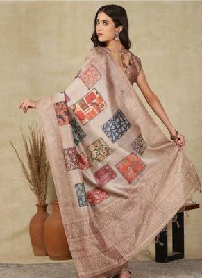 brown zari silk cotton kasavu saree with blouse 3