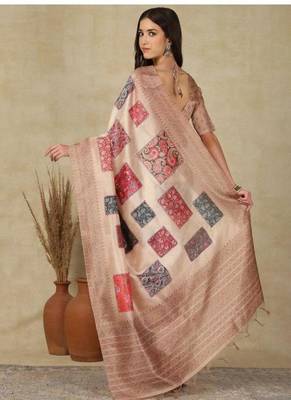 sea green woven design silk cotton kasavu saree with blouse 3