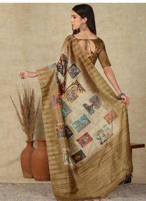 beige zari tissue kasavu saree with blouse 2
