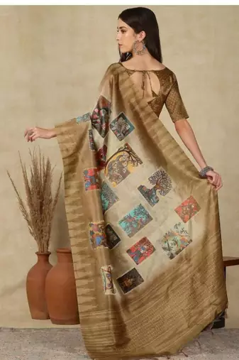 beige zari tissue kasavu saree with blouse