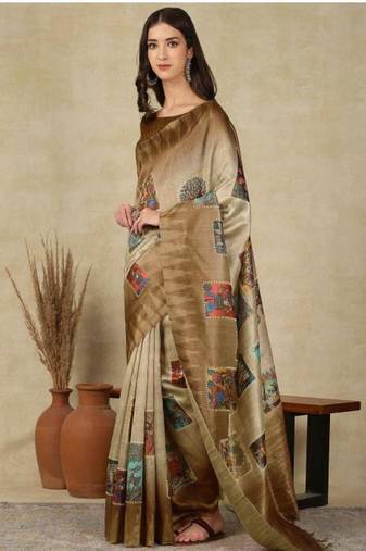 beige zari tissue kasavu saree with blouse
