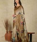 beige zari tissue kasavu saree with blouse