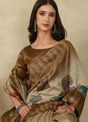 beige zari tissue kasavu saree with blouse 3