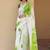 green printed linen blend kasavu saree with unstitched blouse