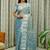 white floral linen blend kasavu saree with blouse piece