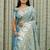 white floral linen blend kasavu saree with blouse piece