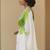 white floral printed linen blend kasavu saree with blouse