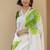 white floral printed linen blend kasavu saree with blouse